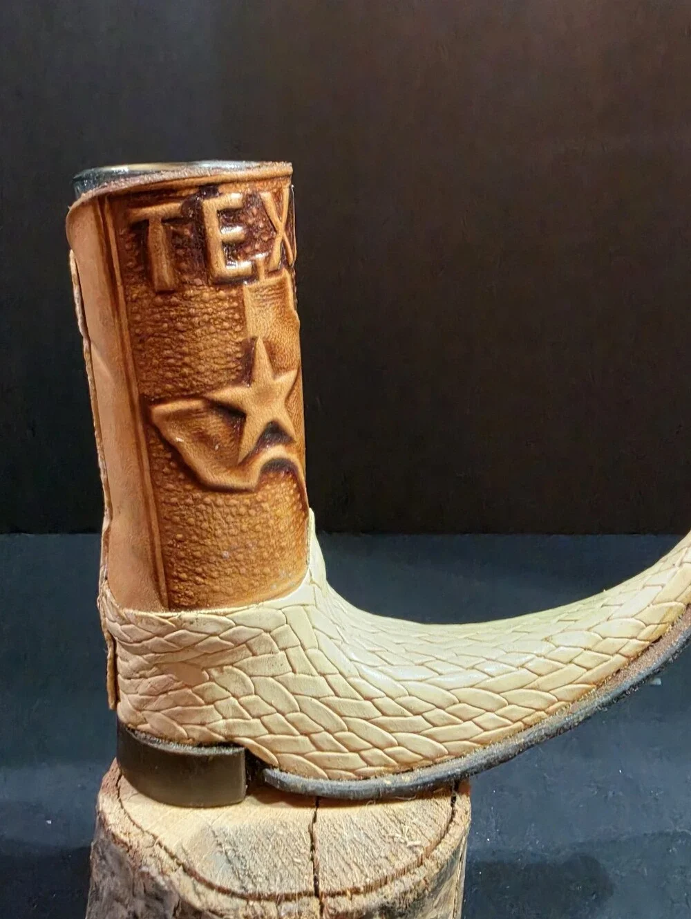 Texas Tooled Leather Mini Boot Shot Glass